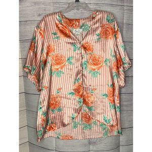 Women's‎ NWT Jo Intimates pink/white floral button down pajama top size large